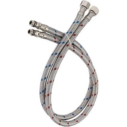 24-Inch Long Bathroom Kitchen Faucet Connector Braided 24 Inch, Silver