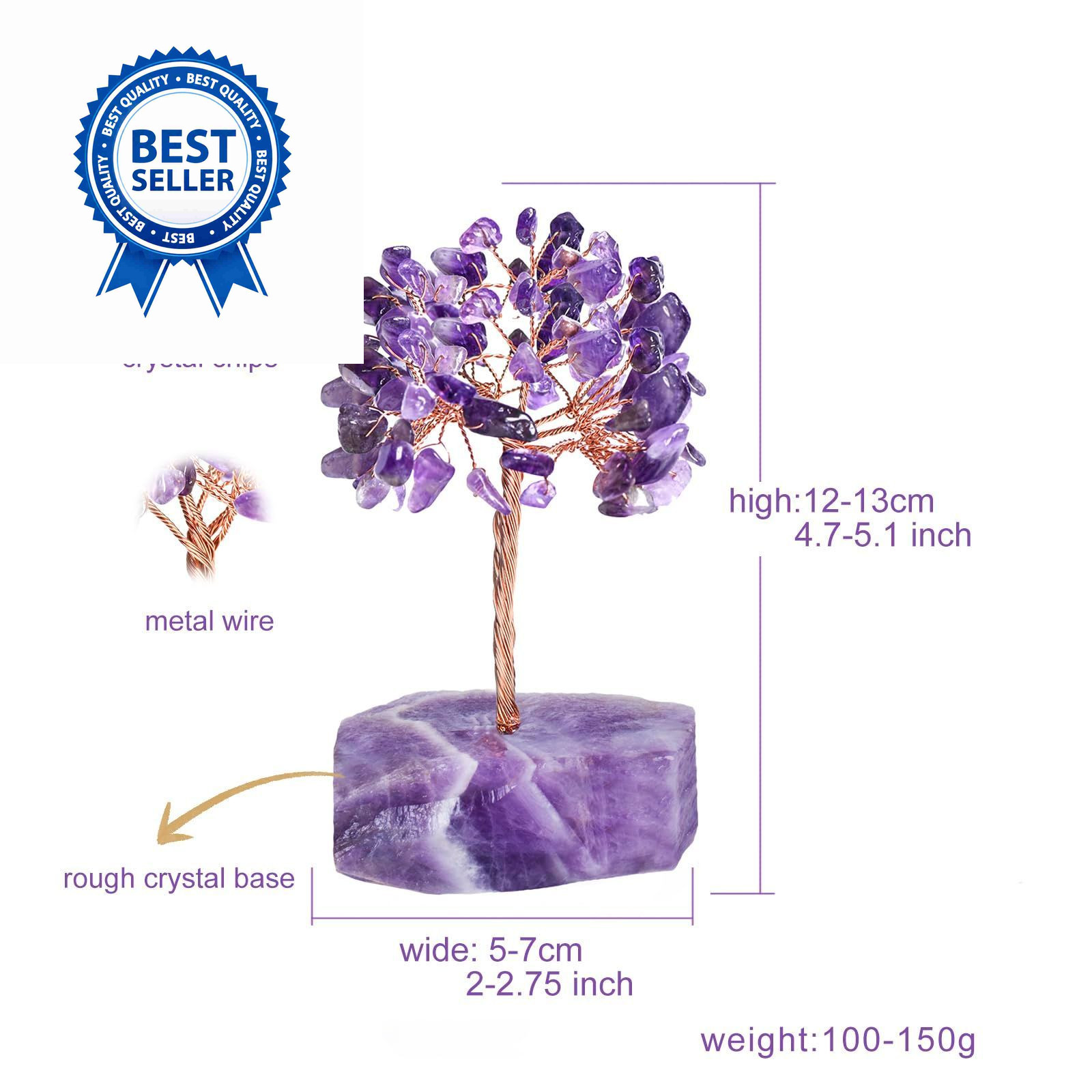 QLRSUXN Height: 5 inches, Base: 2.5 x Amethyst Crystal Tree-02