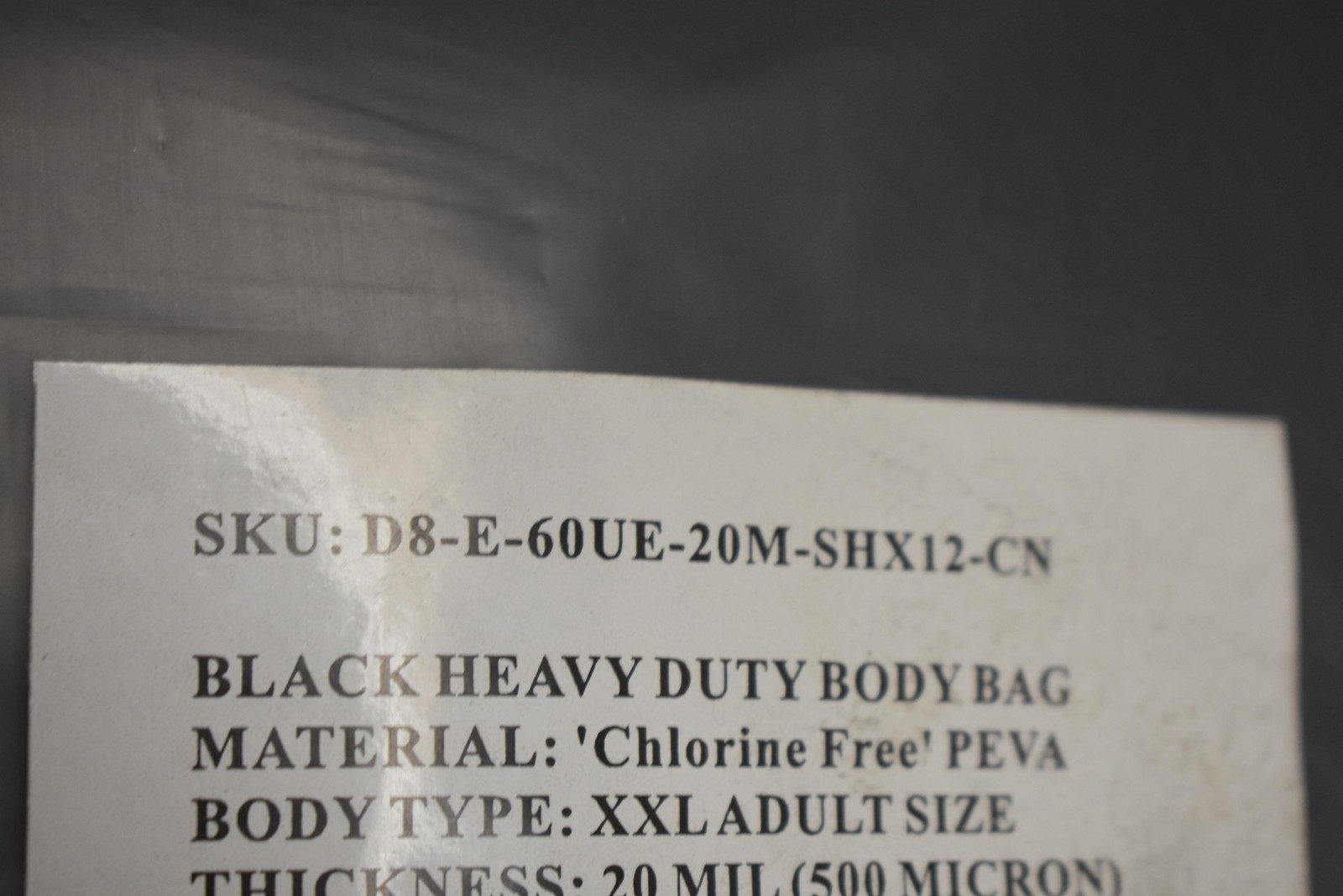 Heavy Duty Body Bag Adult 2XL 20 Mil PEVA 54×108 in Handles Envelope Zipper