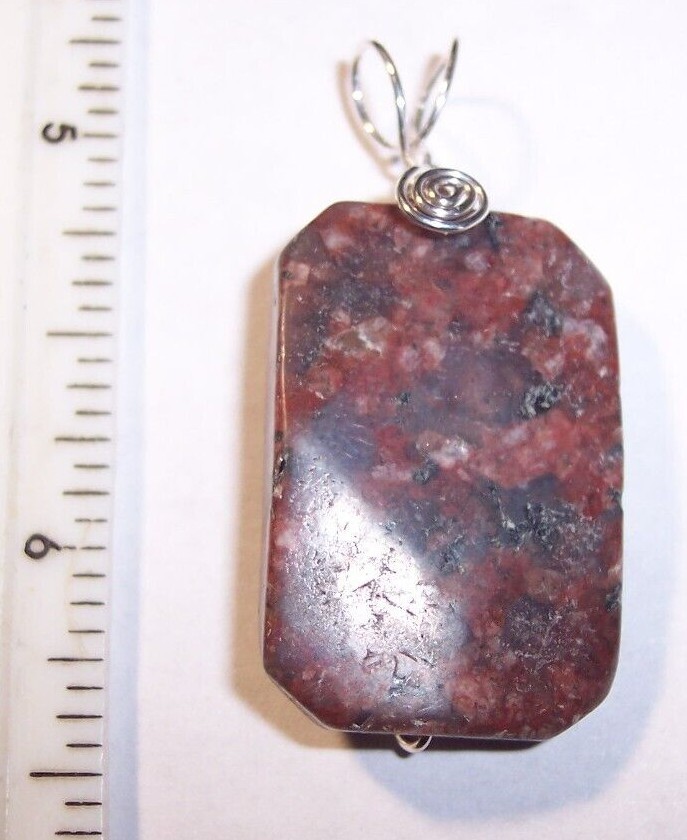 L Rosophia sterling silver trimmed cornered freeform rectangle pendant Reiki