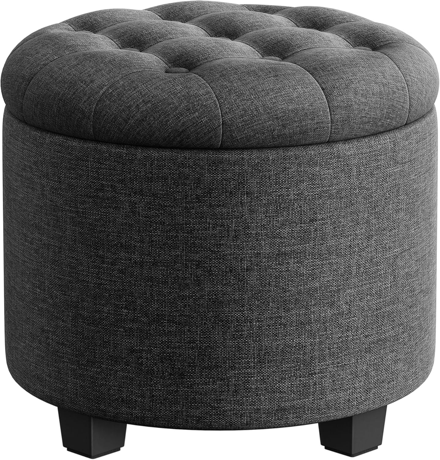 SONGMICS Round Ottoman, Ottoman with Storage, 17.7 Dia. x 17.5 H Inches Foot…