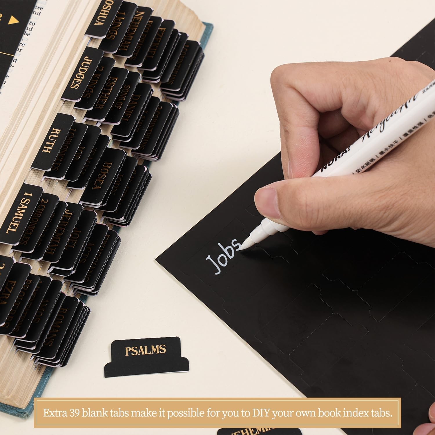 Black Gold Bible Tabs Raised Foil Old & New Testament Index Tabs Gift Set