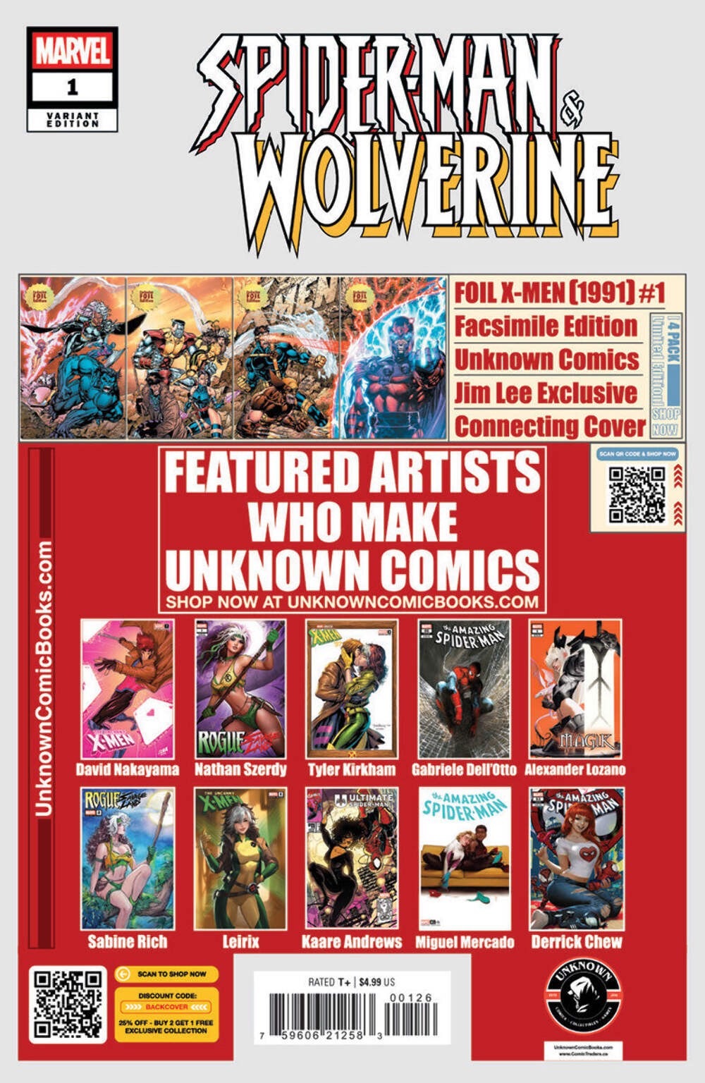 Spider-man & Wolverine #1 Unknown Comics Tyler Kirkham Exclusive Var (06/18/2025