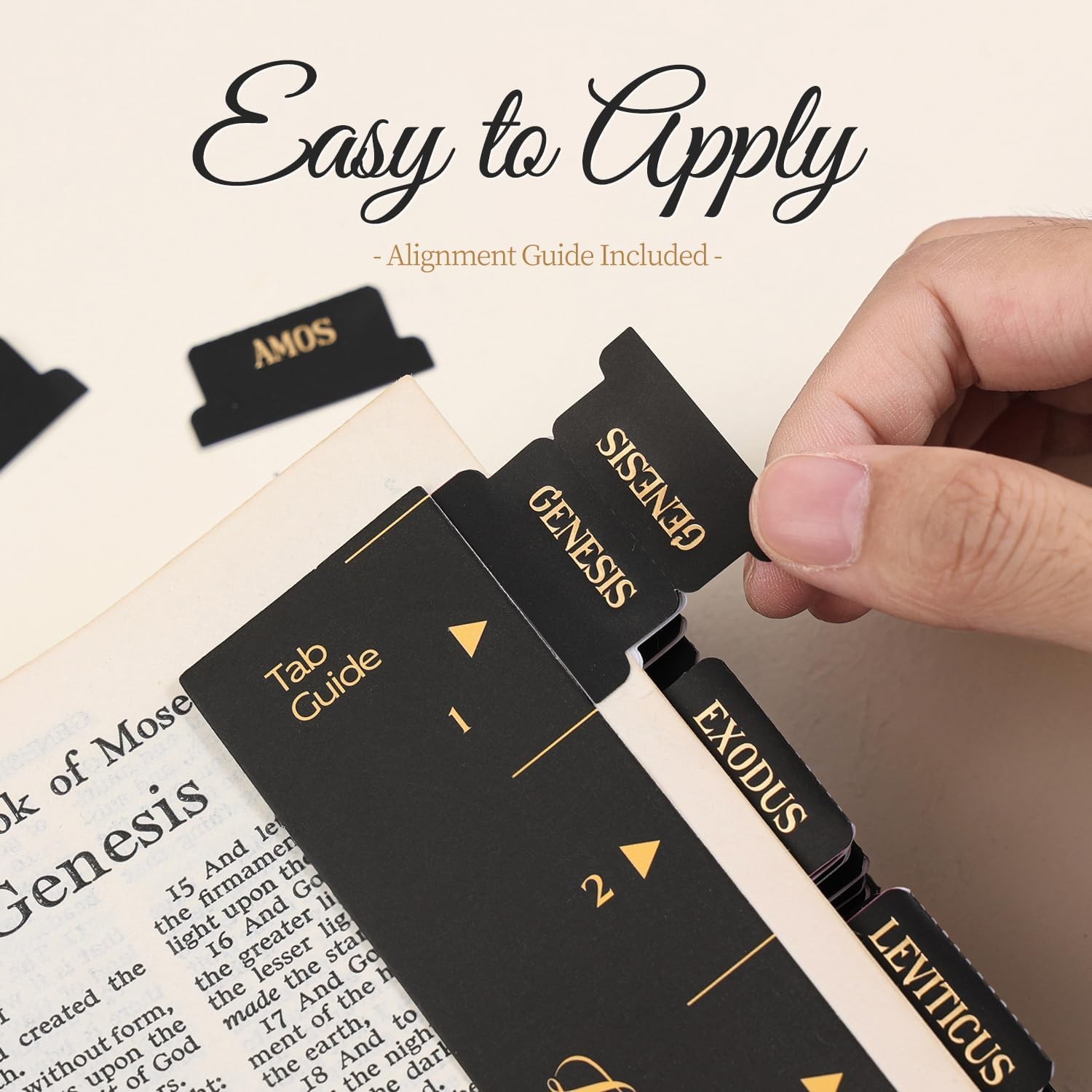 Black Gold Bible Tabs Raised Foil Old & New Testament Index Tabs Gift Set