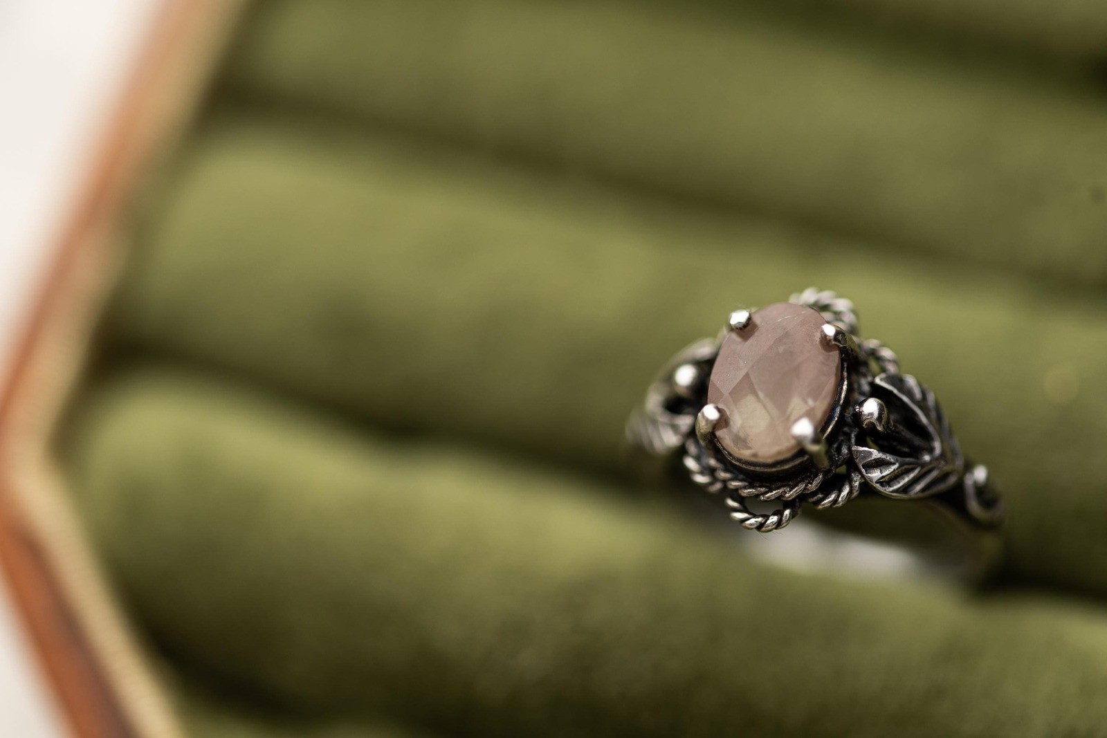 Vintage Estate Saphiret Glass Sterling Silver Ring Art Nouveau Jewelry