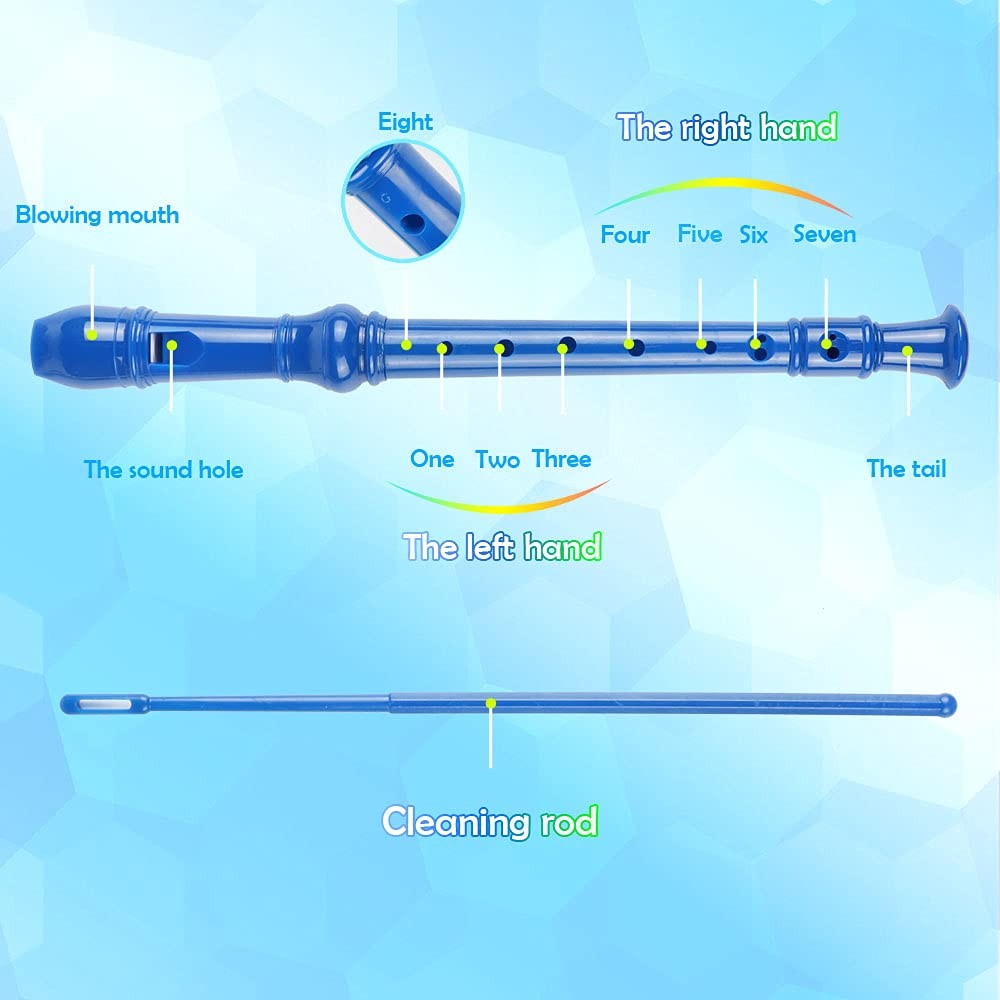 Mr.Power Soprano Recorder German Style C Plastic, 3-piece detachable, Blue