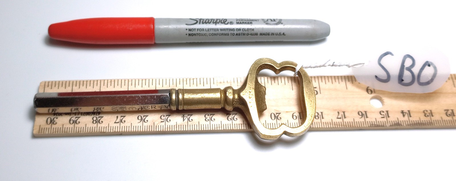 Brass and Steel Pocket Casket Key / Bottle Opener Coffin Key