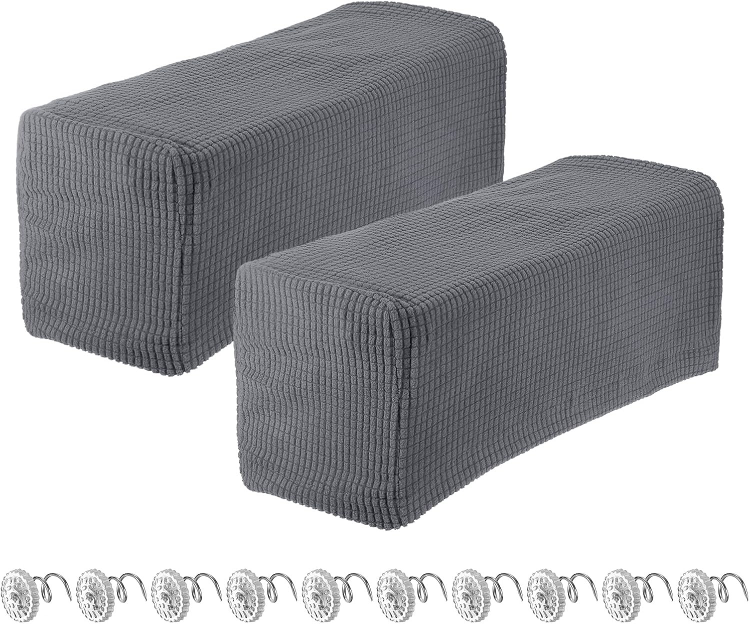 uxcell 2pcs Stretch Armrest Covers for Chairs/Sofas, Couch Arm Light Grey