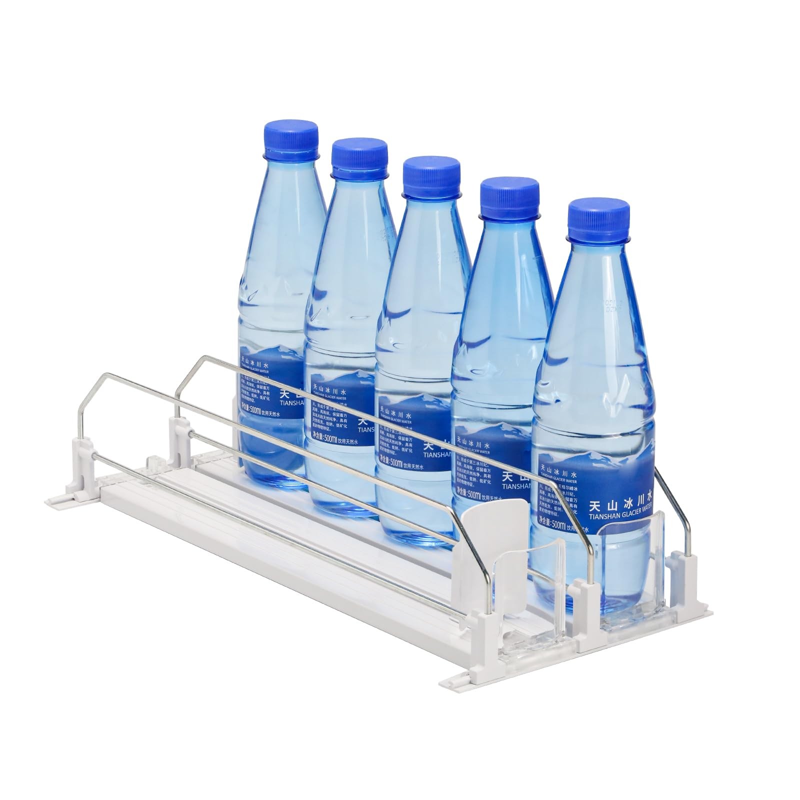 Upgraded Drink Organizer for Fridge，Soda Can Dispenser 2row, white