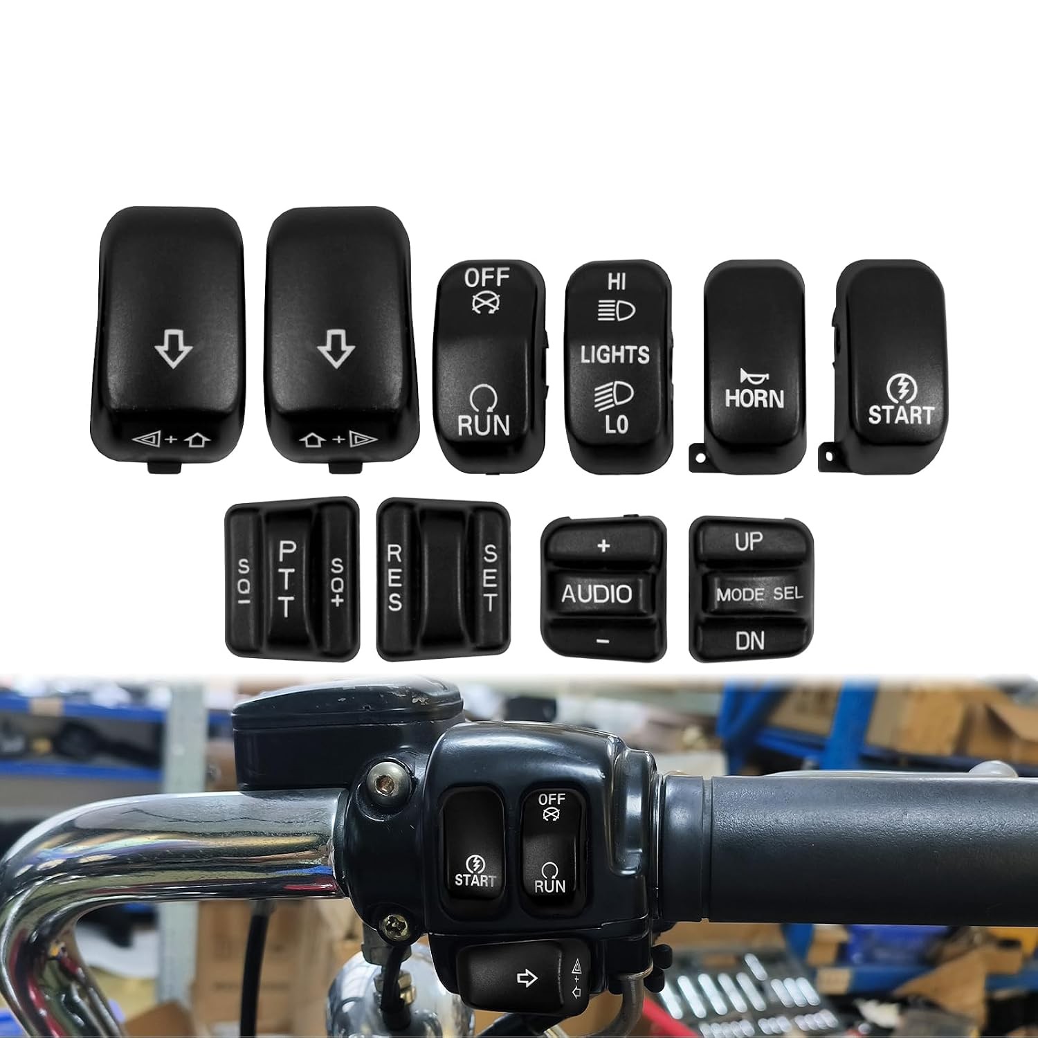 Harley Hand Control Switch Housing Caps 10pc Black 1996-2013 Touring Street
