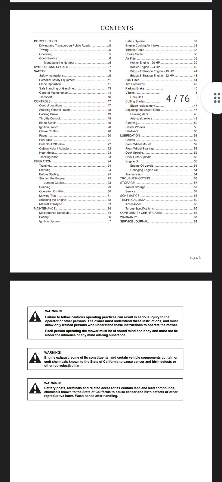 Husqvarna RZ4219 RZ4620 RZ5424 RZ5422 RZ4619 Operator PDF Manual 76Pgs