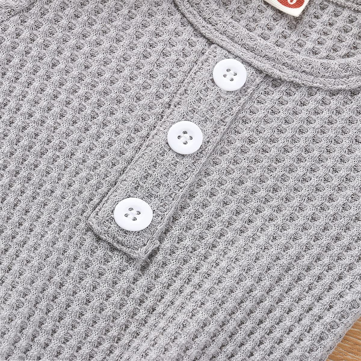 Twopumpkin Baby Girl Boy Coming Home Knotted 0-3 Months, A Waffle Knit Gray