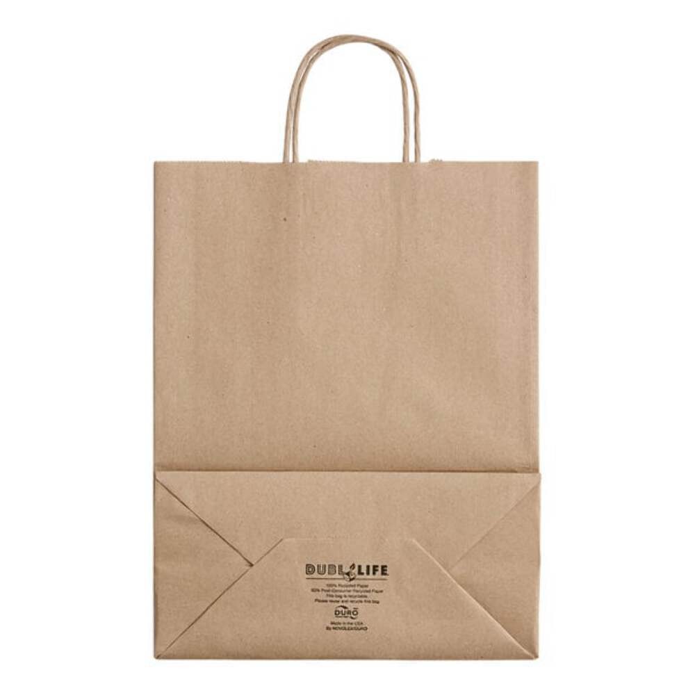 Duro Missy 60# Recycled Kraft Paper Shopping Bag with Handles (QTY 250), SKU 871