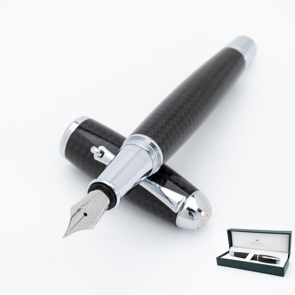 Monteverde Super Mega Carbon Fiber Chrome Fountain Pen Stub JoWo Nib