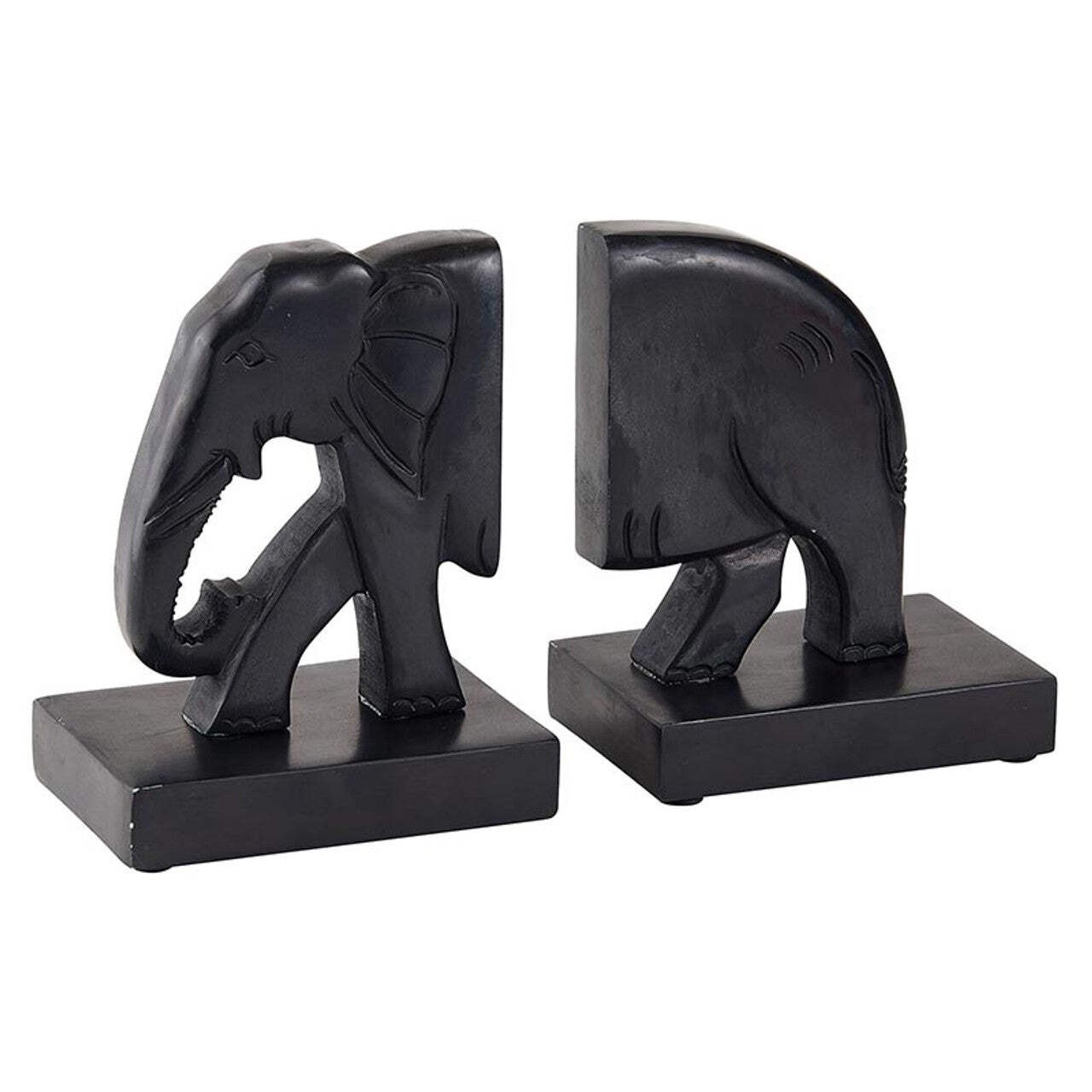 47th & Main Black Marble Elephant Bookend | Elegant Modern Home Office Décor NWT