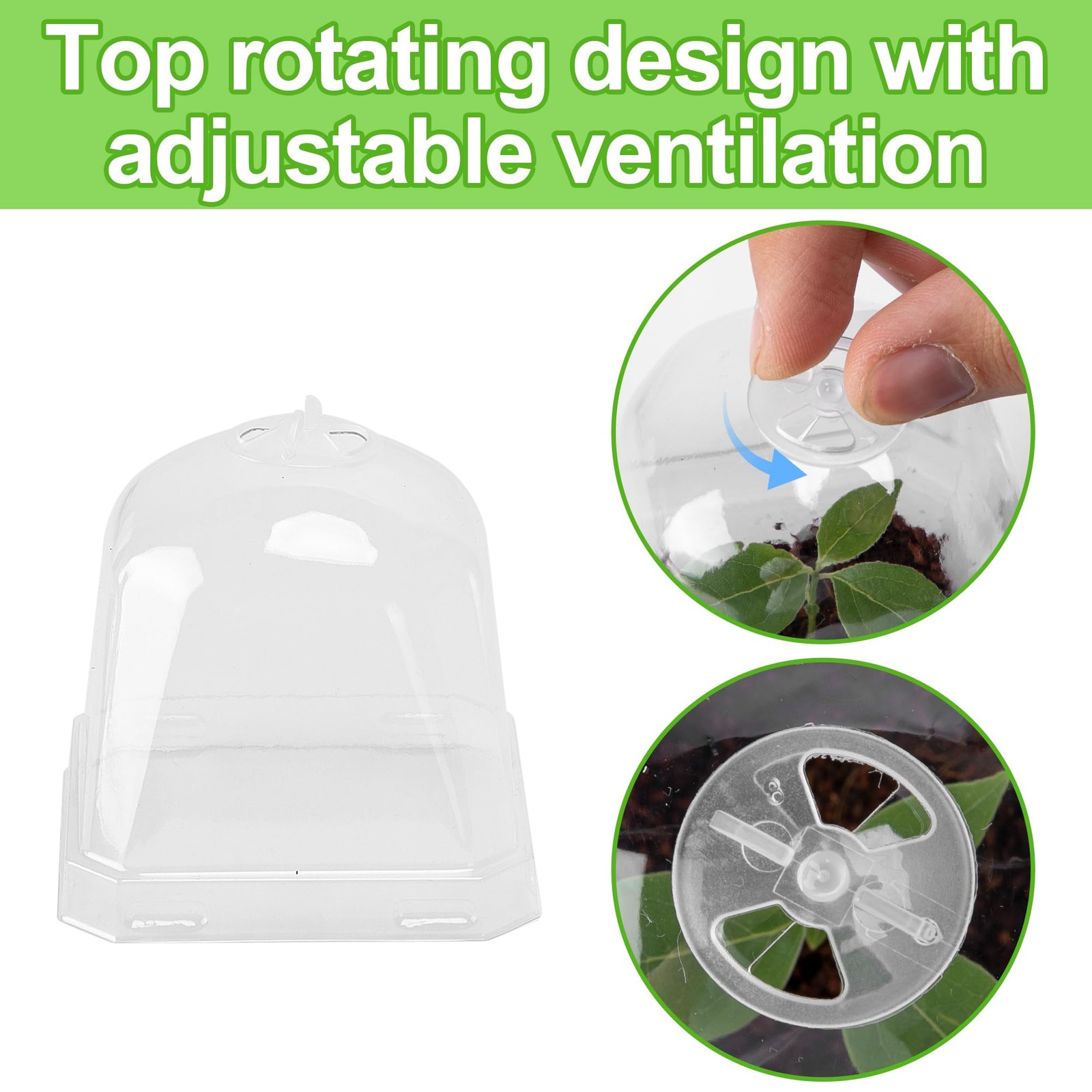 EBaokuup 50 Pcs Clear Plant Nursery Pots with Humidity 3 Inch, 50pcs-white