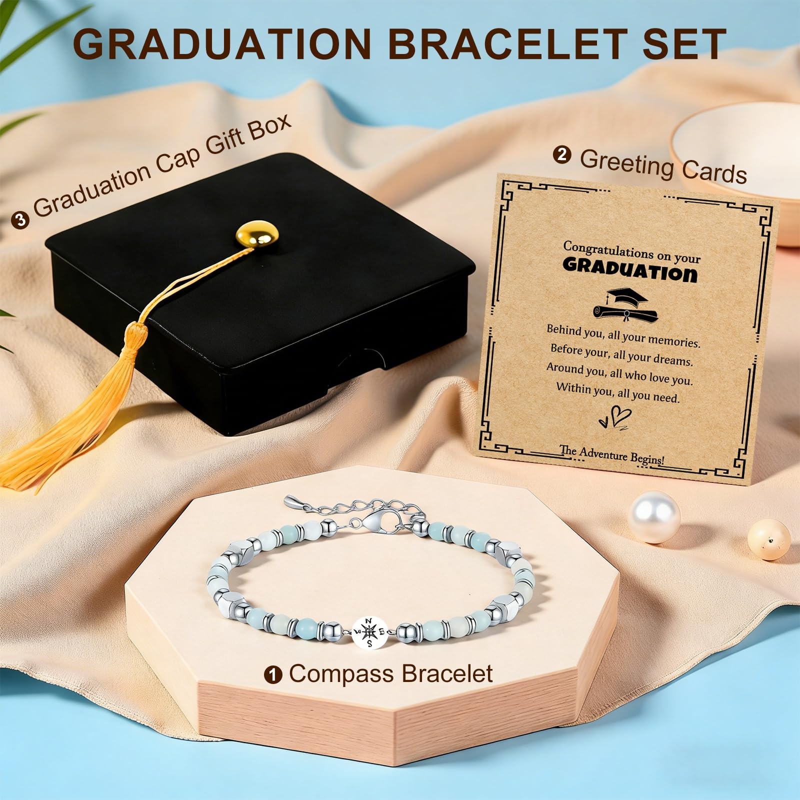 2026 Graduation Gift For Her Natural Stone Light Blue Jewelry One Size Senior