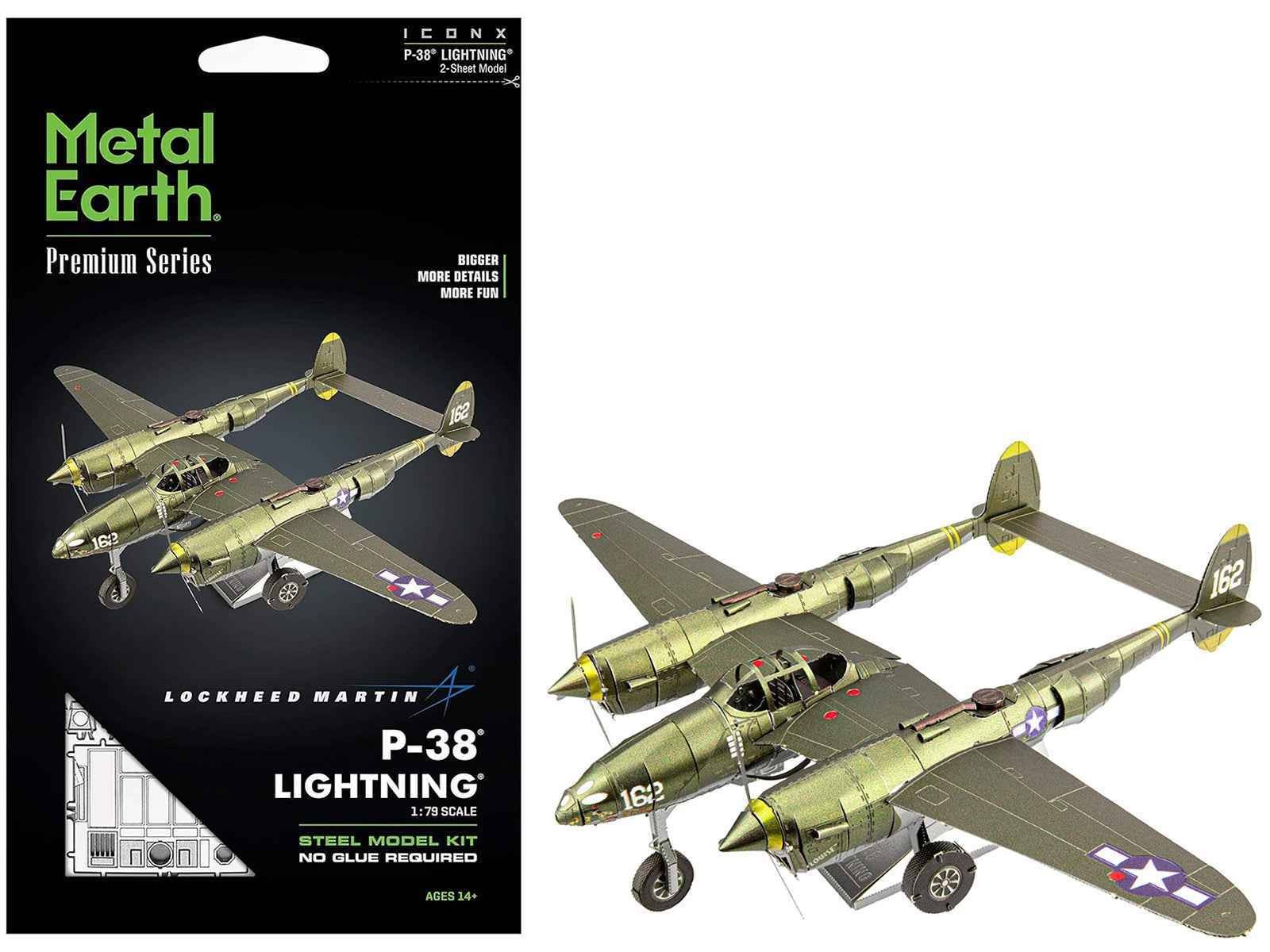 Model Kit Lockheed Martin P-38 Lightning Fighter Aircraft “#162” United States A