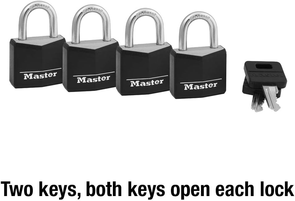 Master Lock Black Outdoor Key Lock, Standard 4 count (Pack of 1),