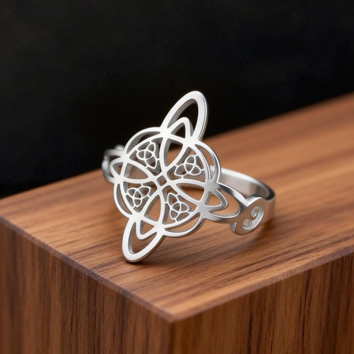 Stainless Steel Witches Knot Ring for Women Heart Shaped Witchcraft Knot Ring…