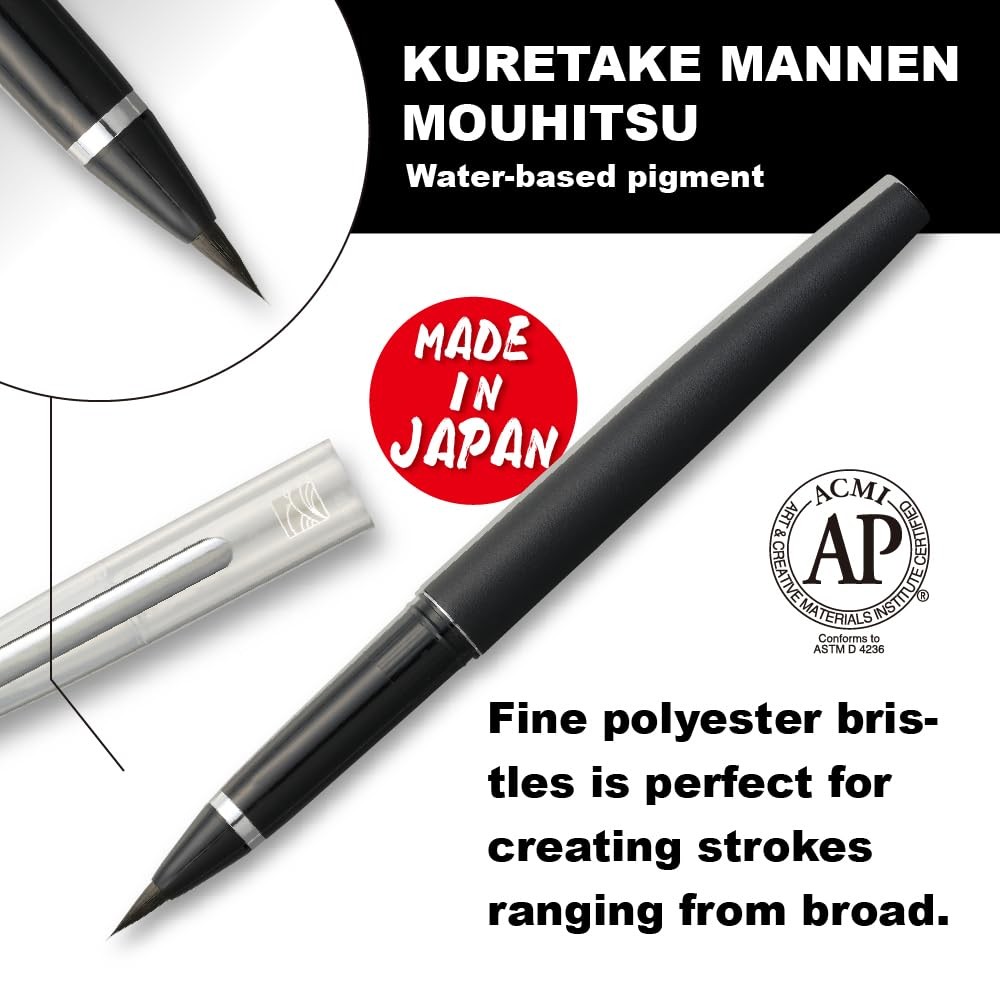 Kuretake MANNEN MOUHITSU (No.13) Refillable Fude Brush Pen w/ Spare Ink