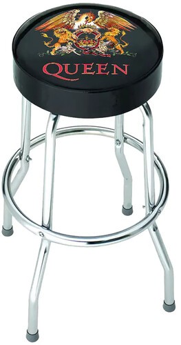 Queen – Rocksax – Queen – Classic Crest Logo – Bar Stool With Swivel Seat (Black