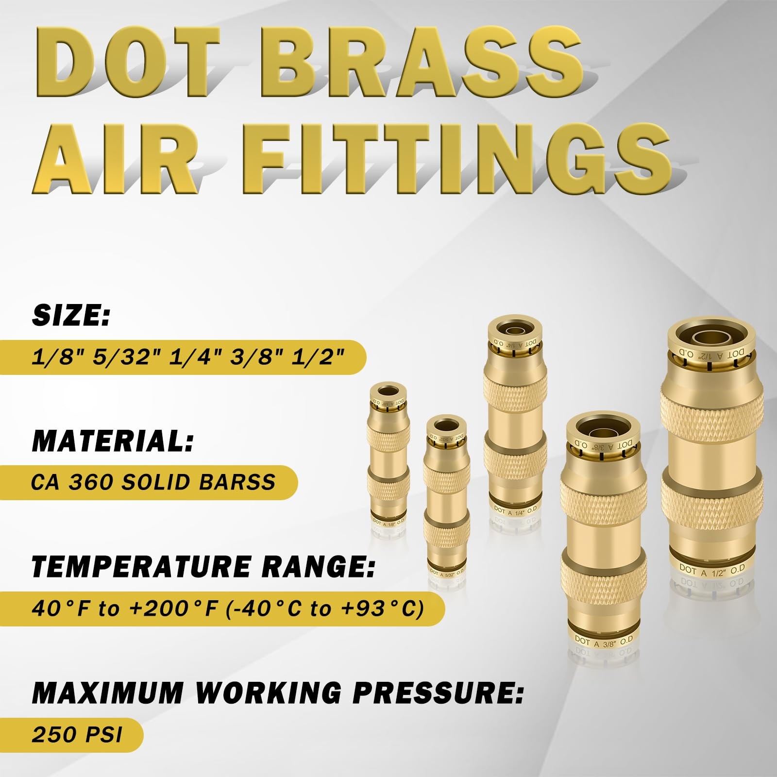 Taiidaues 179PCS DOT Push Connect & Brass Compression Fittings Kit 1/8″-1/2″