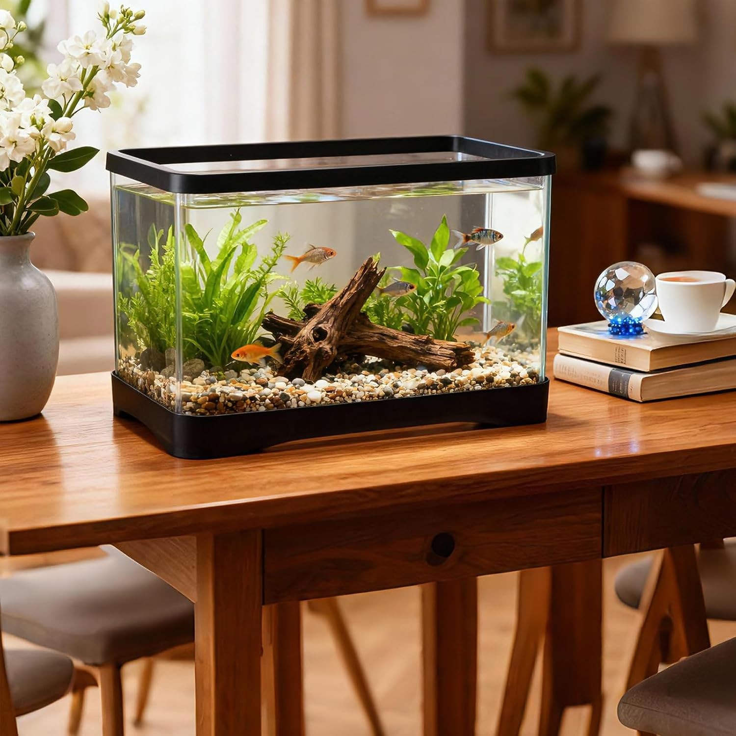 2 Gallon Plastic Rectangular Fish Tank, Aquarium for Betta Fish Reptiles…