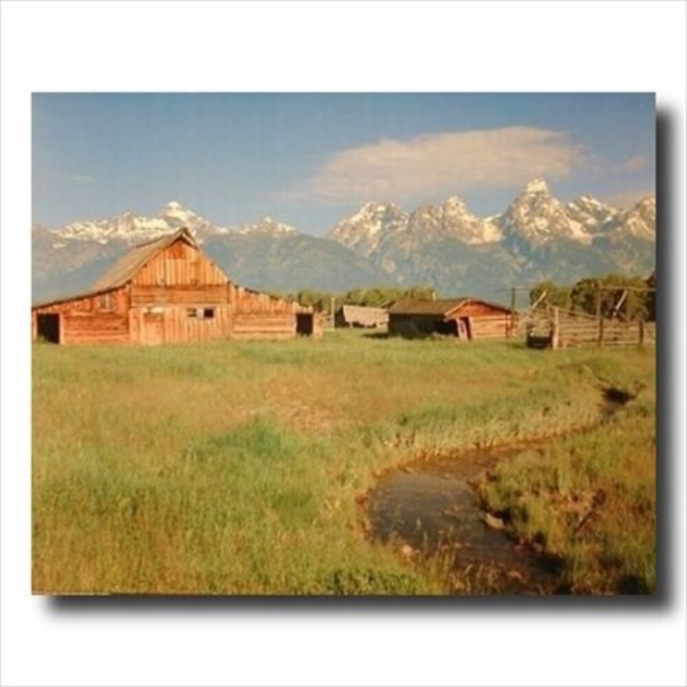 Historic Old Wood Barn in The Grand Teton Mountains Lake Landscape Wall Picture