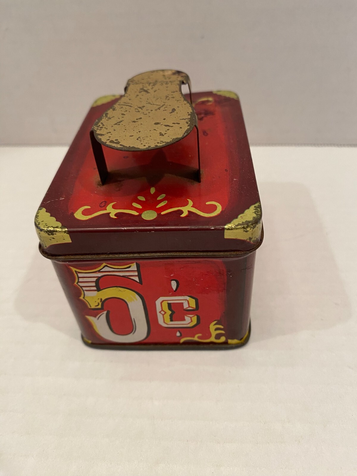 Vintage Small 5 cent Shoe Shine Tin Kit with shine materials in the box