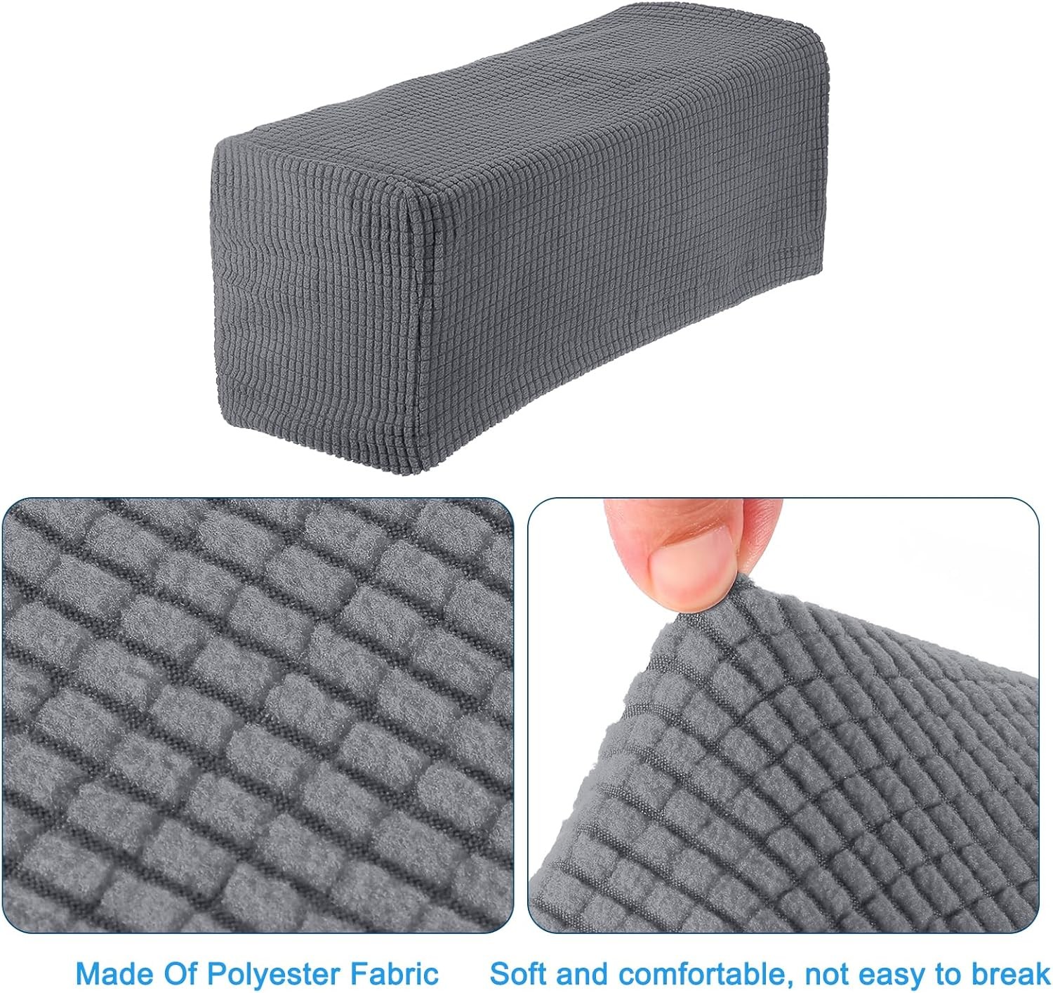 uxcell 2pcs Stretch Armrest Covers for Chairs/Sofas, Couch Arm Light Grey