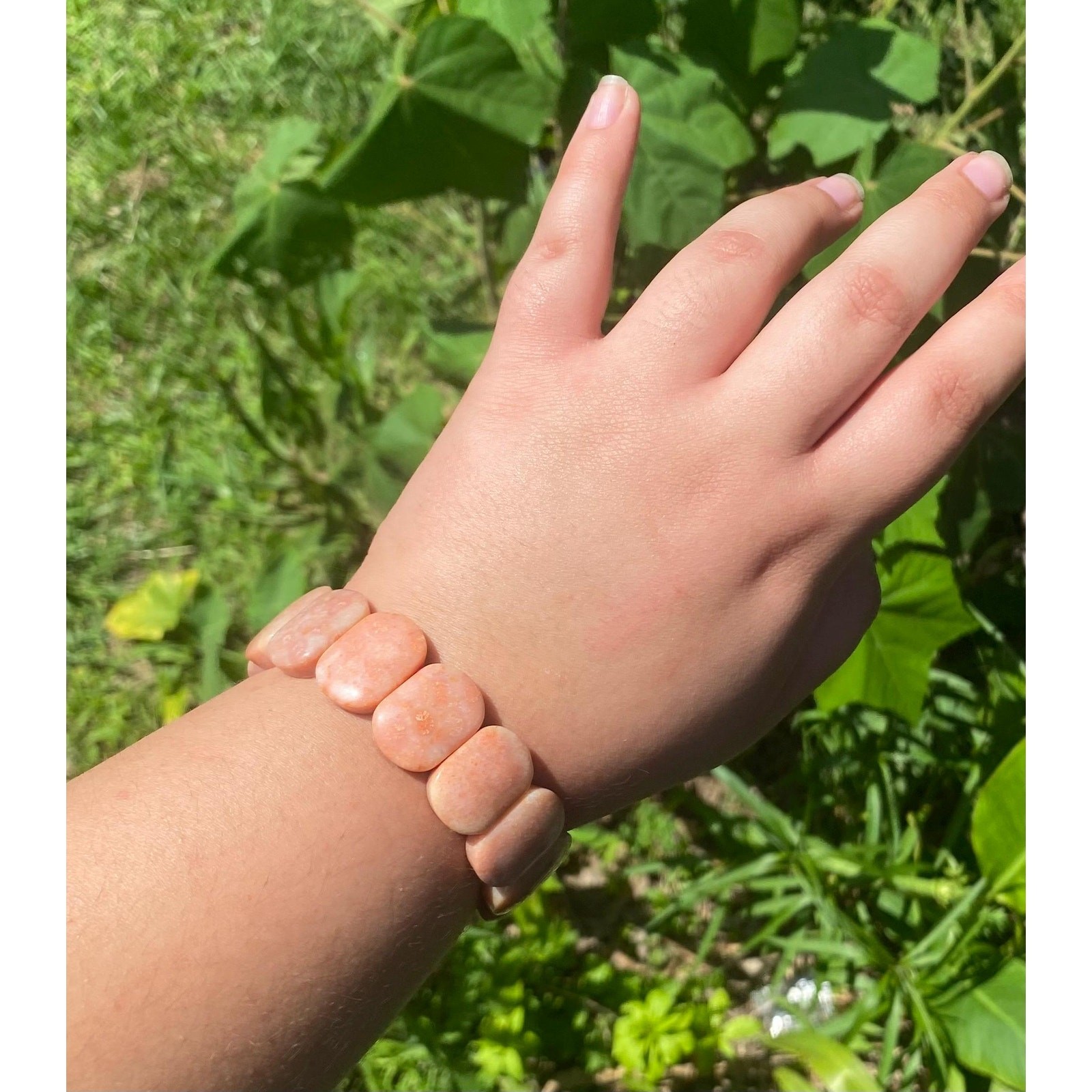 Coral Jade / Fossilized Coral Bead Bracelet, Stretch Bangle, Unique Bracelets