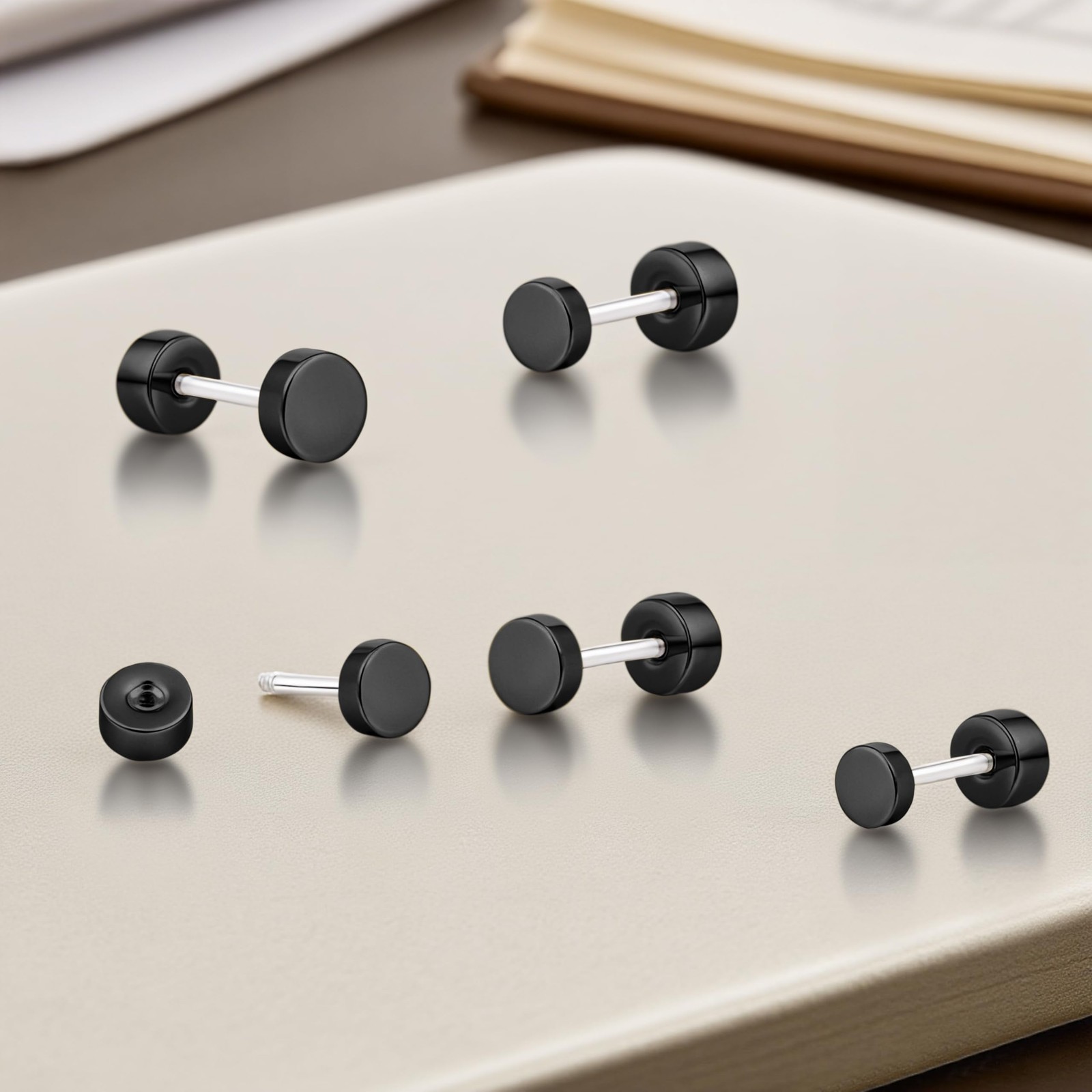 limerencia G23 Hypoallergenic Titanium Screw on Back Flat Dot 3MM, Black