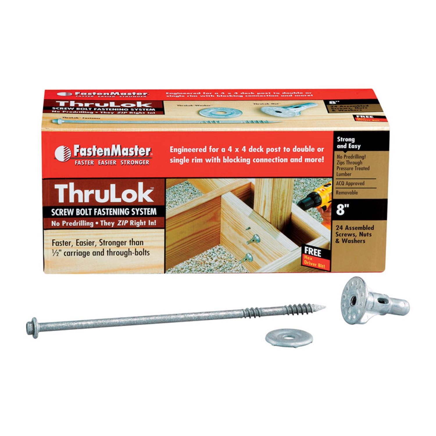 FastenMaster ThruLok No. 8 each X 8 in. L Hex Drive Hex Head Coarse Screw Kit