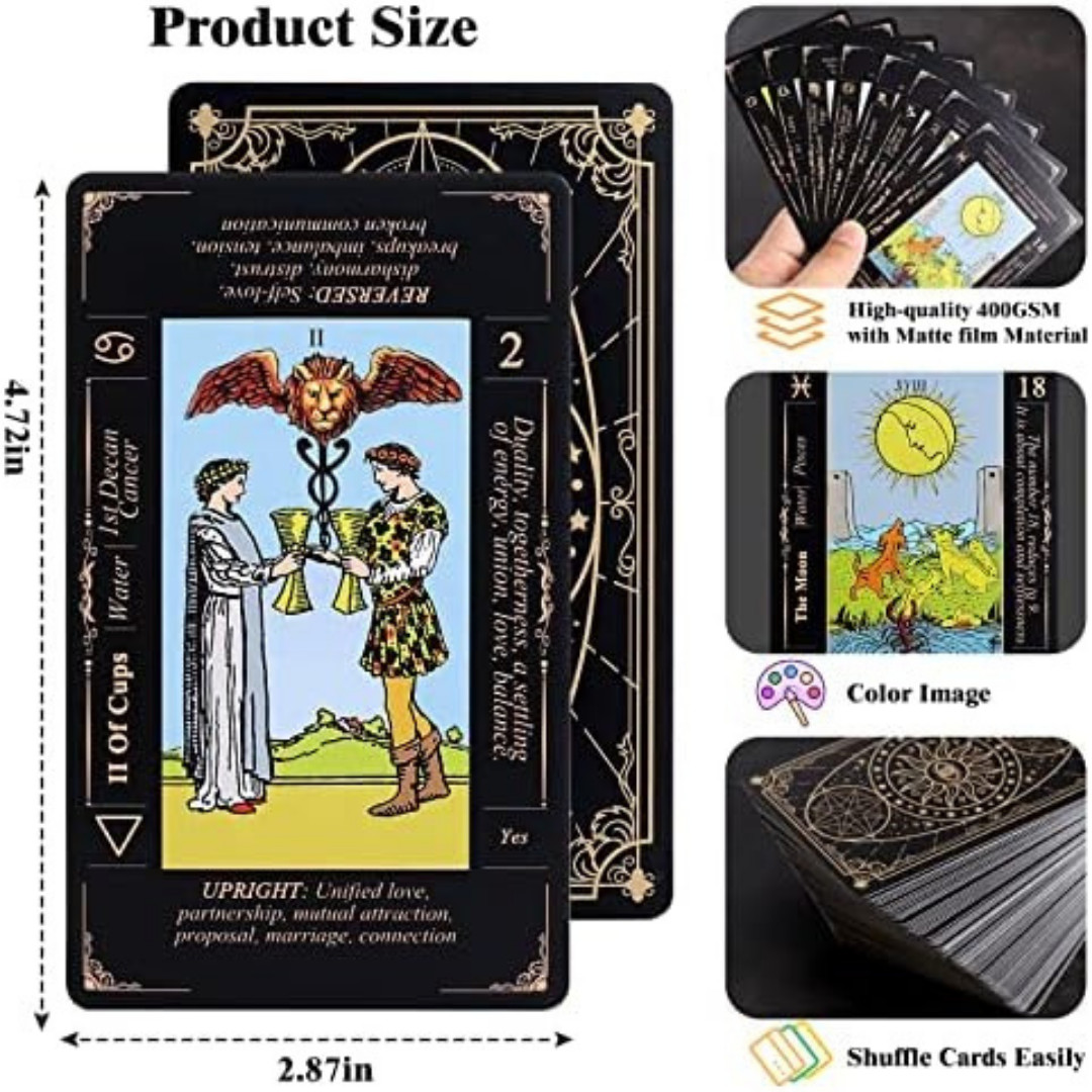 Tarot Cards for Beginners, Classic Tarot Cards with Meanings on Them, Durable Ta