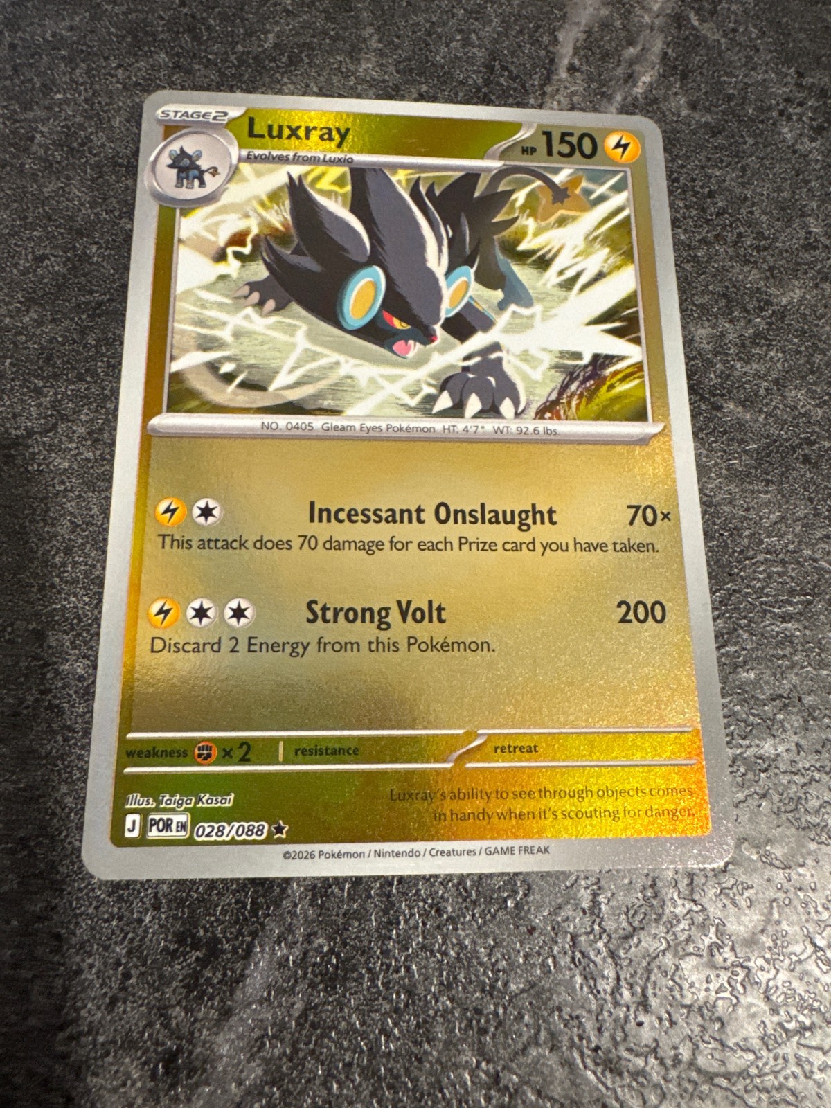 Pokémon Luxray 028/088 POR Stage 2 Promo Regular Gleam Eyes HP 150 2026 card