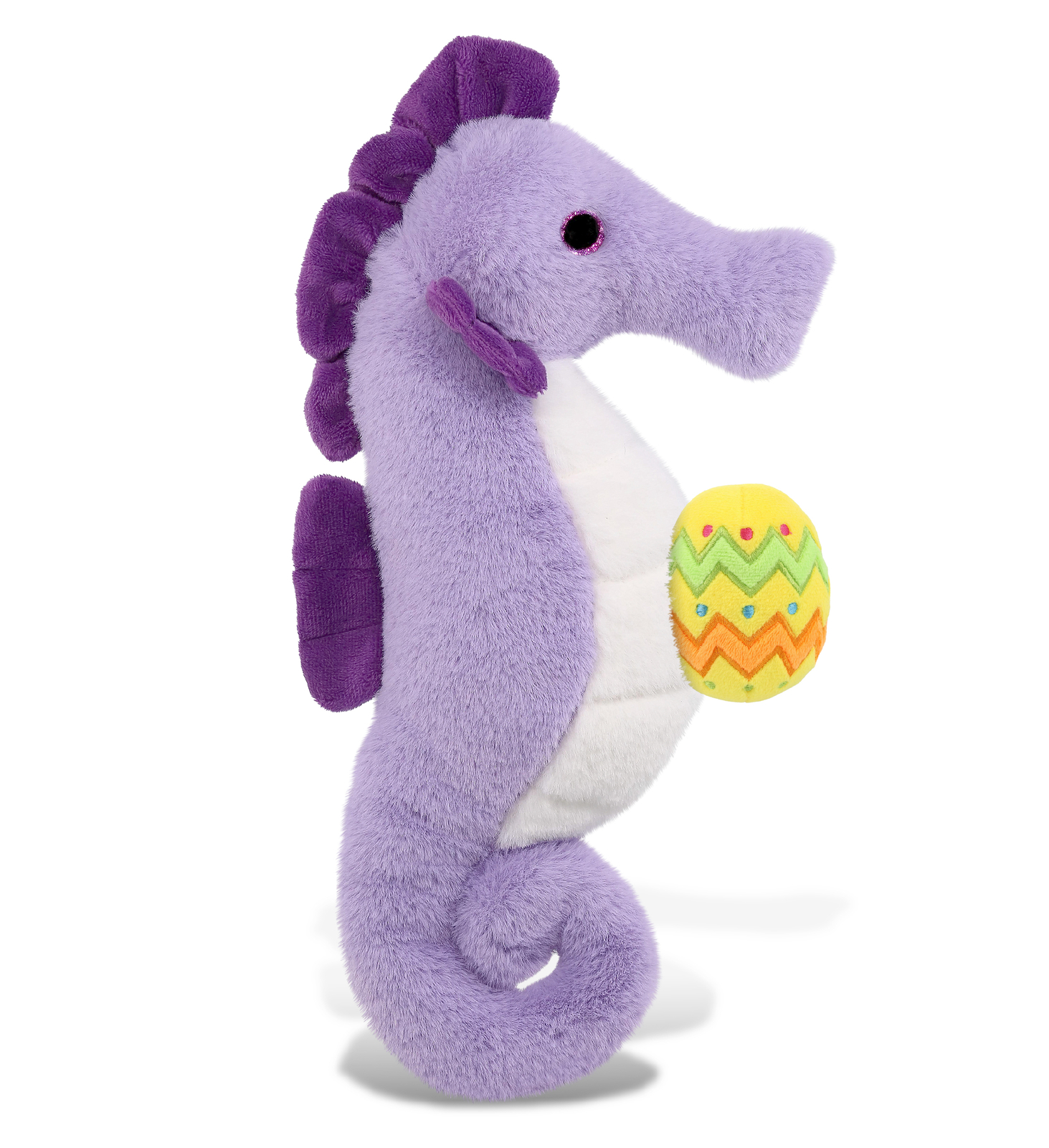 DolliBu Super Soft Purple Seahorse with Yellow Easter Egg Plush – 12 Inches