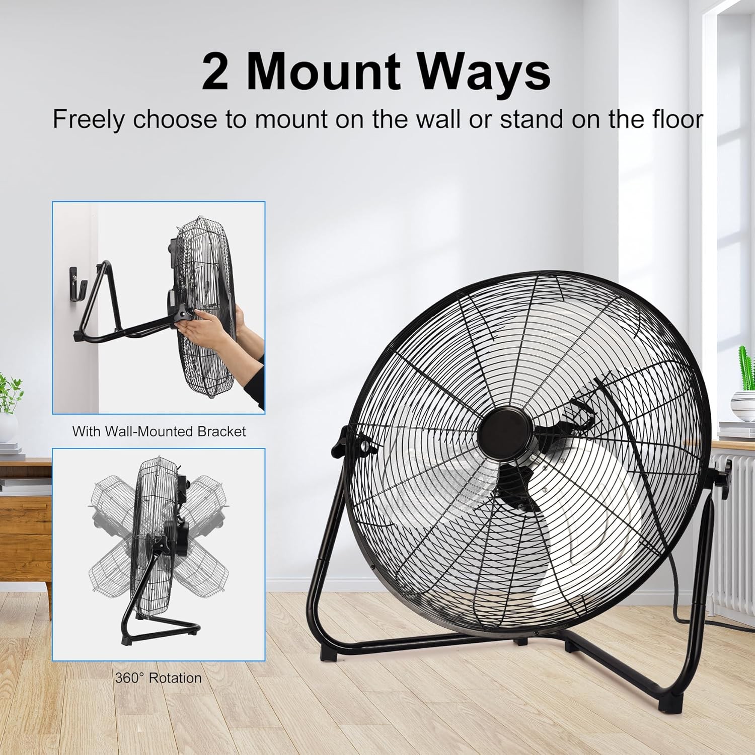 Uthfy 20 Inch High Velocity Heavy Duty Fan, Metal Industrial Floor Fan with Wa