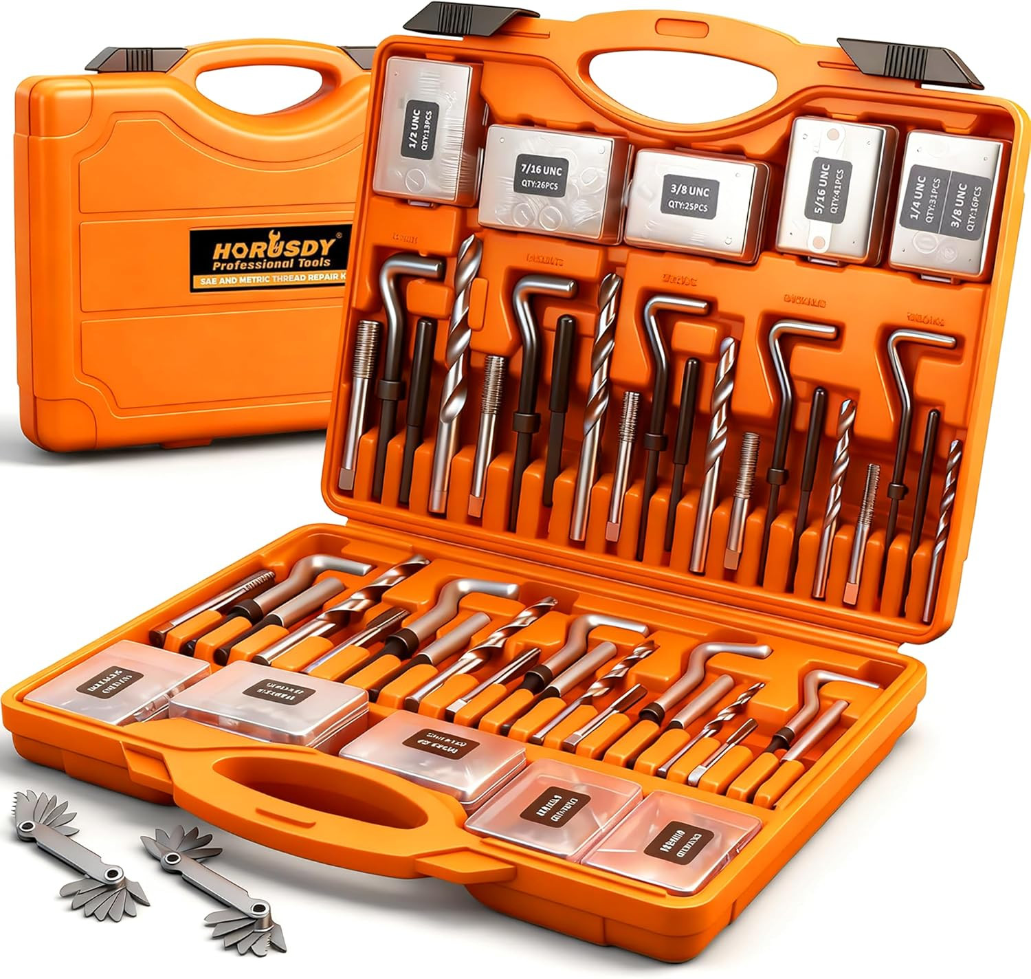 348-Piece Thread Repair Kit, Metric & SAE Helicoil Set with HSS Drill Bits, Thre