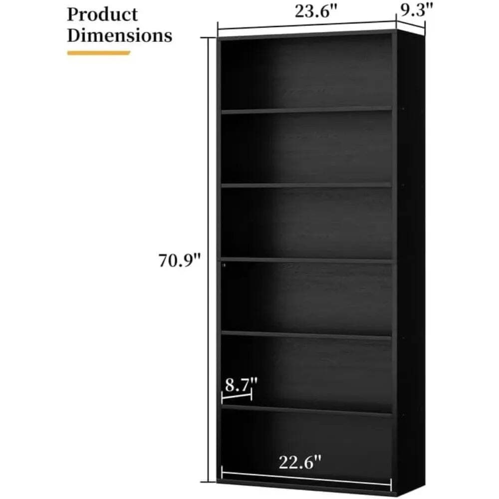 6-Tier Tall Open Bookcase, 70.6″ Floor Standing Bookshelf for Living Room, Home