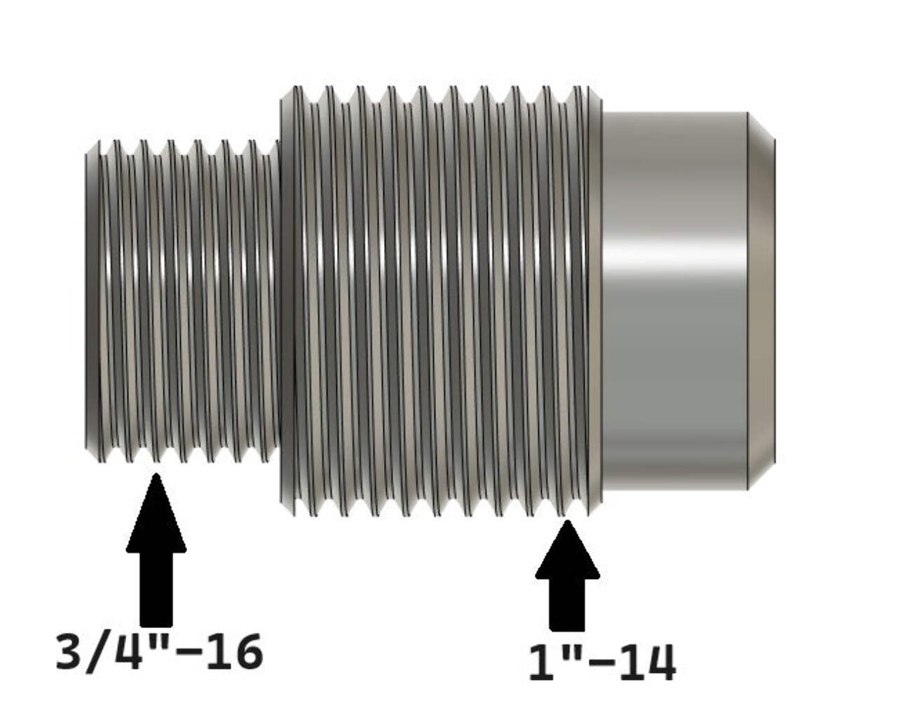 1″-14 by 3/4″16 Threaded Adapter for Diesel Fuel Filter Remote Mount Base