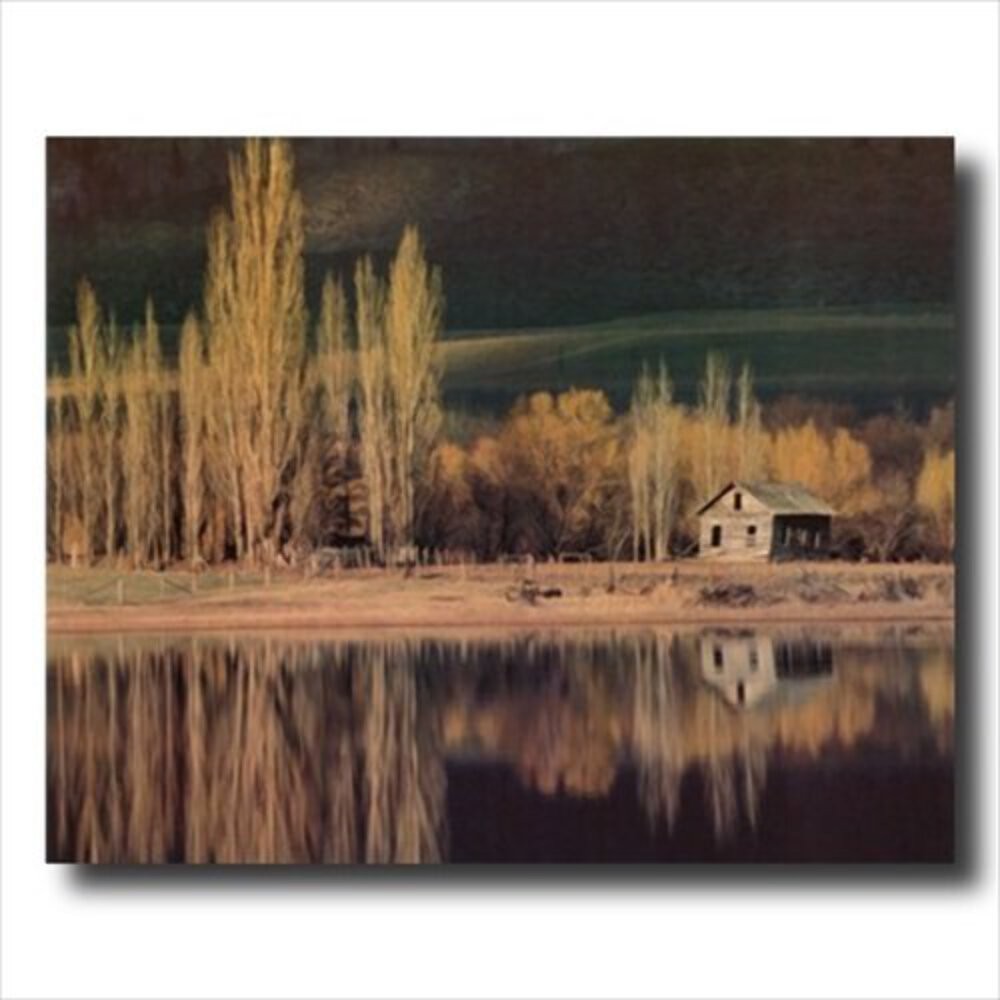 Old Wood Cabin Lake and Trees Landscape Wall Picture 16×20 Art Print
