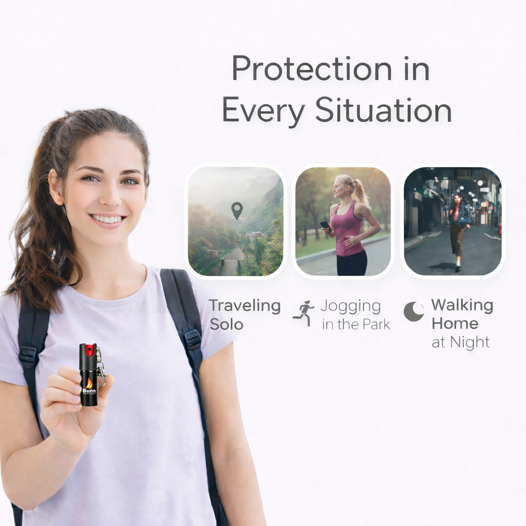 POLICE Stun Gun Burn Pepper Spray Combo Self Defense 618 Black