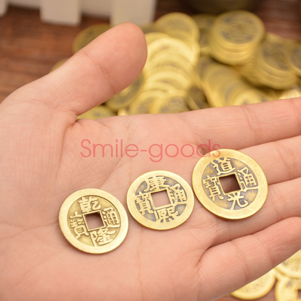 100Pcs Feng Shui Coins Chinese I Ching Money Lucky Coin Charm Ancient Coins Lot