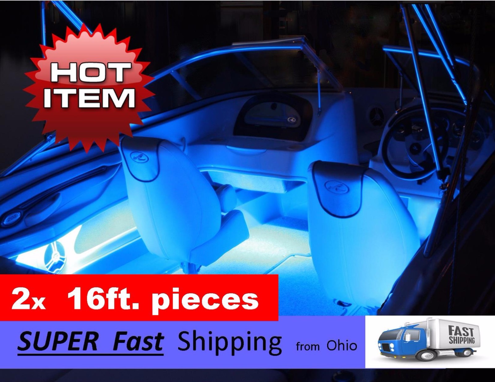 32ft TOTAL —- GREEN boat led light kit — 600 cree style LED’s total