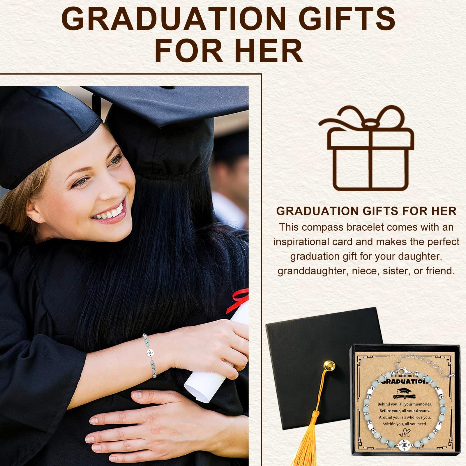 2026 Graduation Gift For Her Natural Stone Light Blue Jewelry One Size Senior