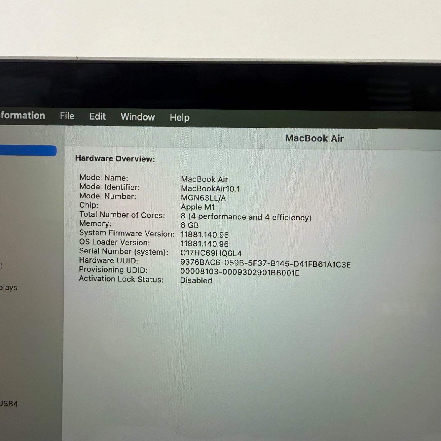 2020 Apple MacBook Air 13.3″ M1 7C 3.2GHz 8GB RAM 256GB A2337 Read Description