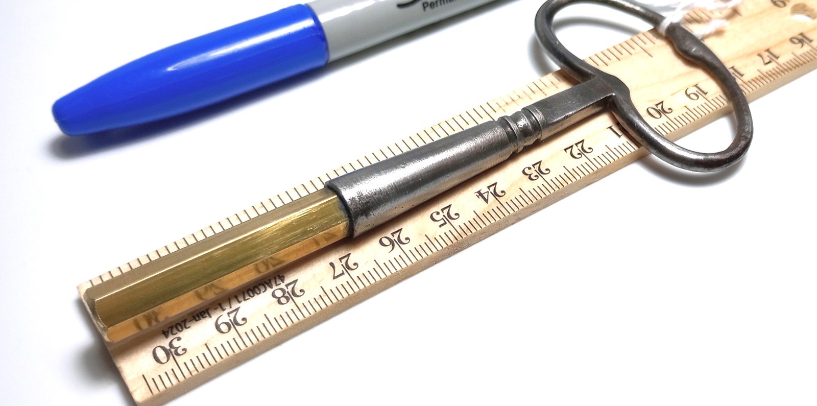 Steel and Brass Winding Casket Key / Coffin Key