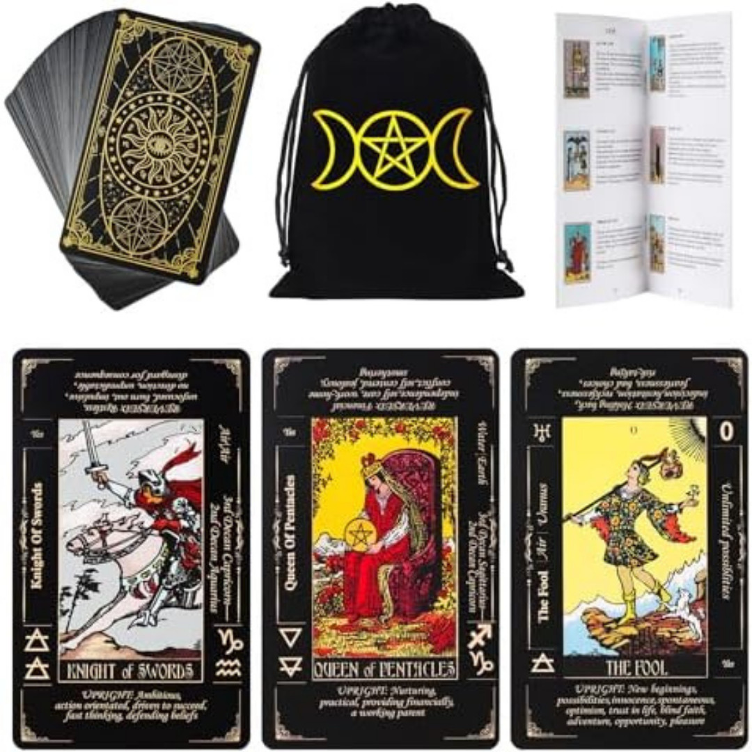 Tarot Cards for Beginners, Classic Tarot Cards with Meanings on Them, Durable Ta