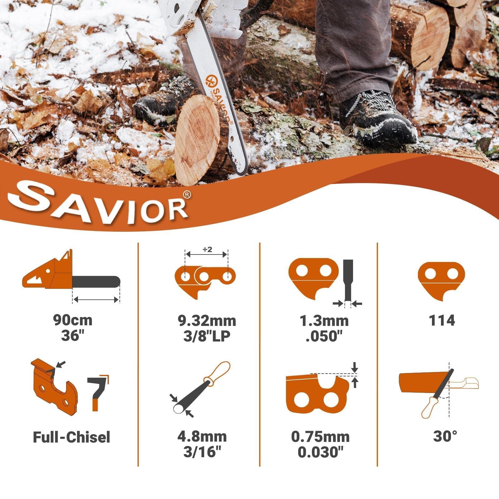 Savior 36″ Chainsaw Chain 3/8″ .050″ 114DL for Stihl MS462 MS500i MS661